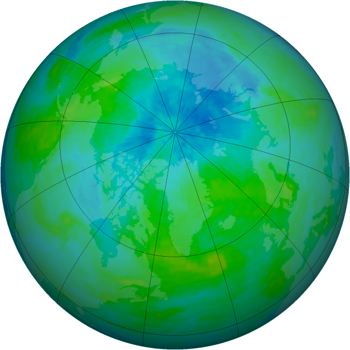 Arctic ozone map for 17 August 1993